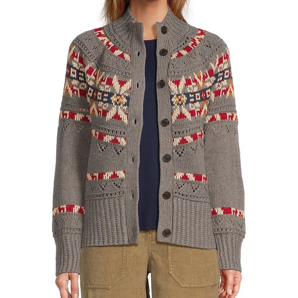 L.L. Bean Gray Patterned Cardigan